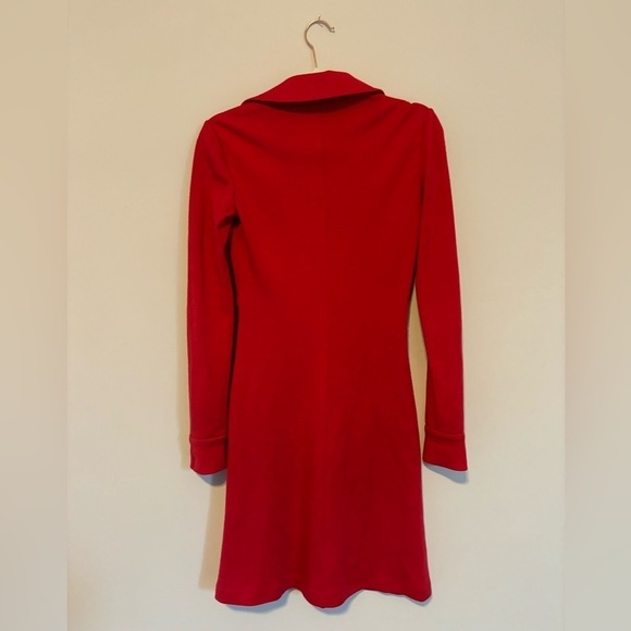 Diane Von Furstenberg | Women's DVF Cloud Twist Dress Red Wool Collared Mini | 4 - Picture 5 of 11